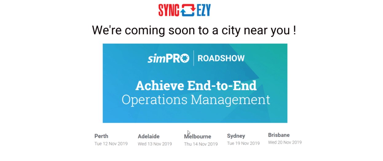We’re coming to the simPRO Roadshow near you in November!