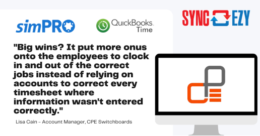 simPRO Quickbooks Time CPE Switchboards testimonial 1