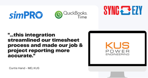 simPRO Quickbooks Time KUS Power Engineering testimonial