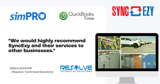 simPRO Quickbooks Time Resolve Technical Solutions testimonial